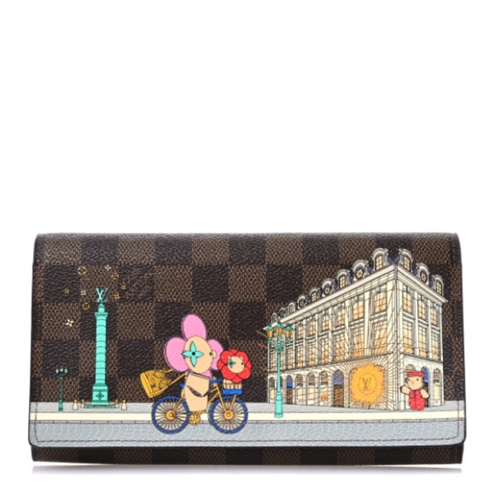 Louis Vuitton Damier Ebene 2022 Christmas Animation London Sarah Wallet Pink